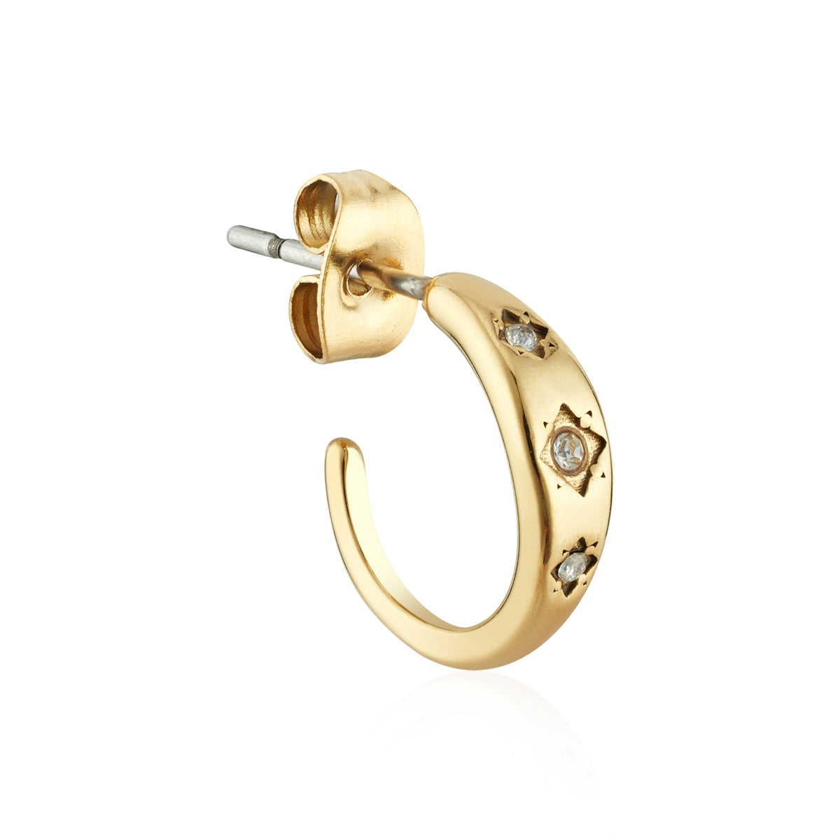 Over & Over Gold Stainless Steel Celestial CZ Hoop Earrings