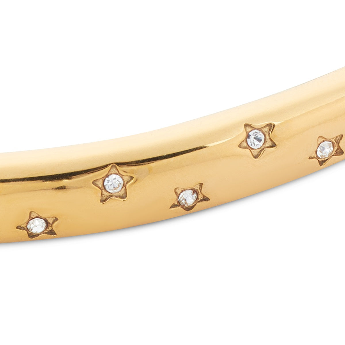 Over & Over Gold Stainless Steel Celestial CZ Puff Bangle