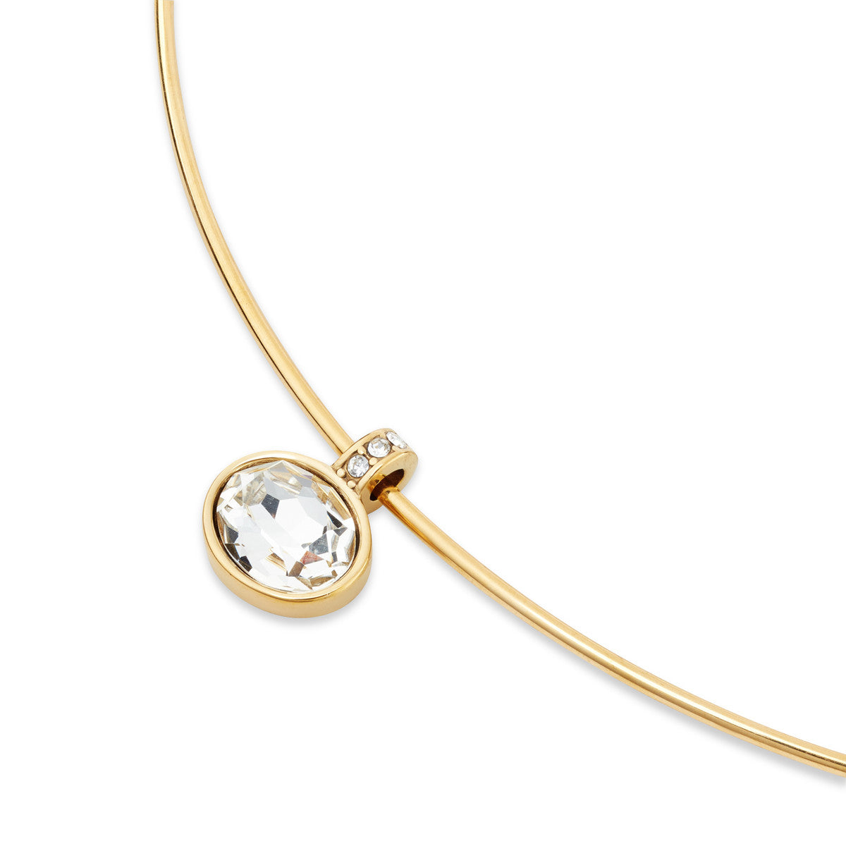 Over & Over Gold Stainless Steel CZ Bezel Torque Necklace