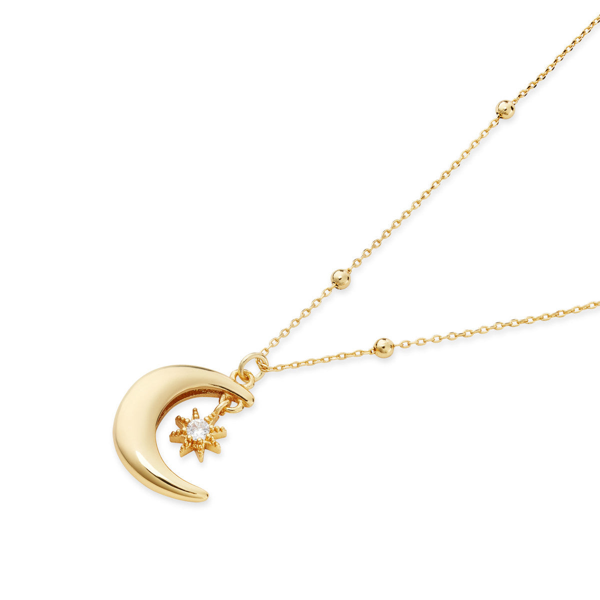 August Woods Gold Puffed CZ Moon Ball Necklace