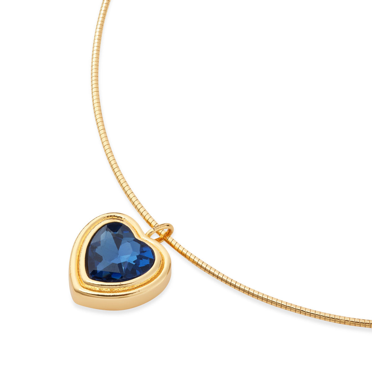 August Woods Gold Blue Heart Collar Necklace