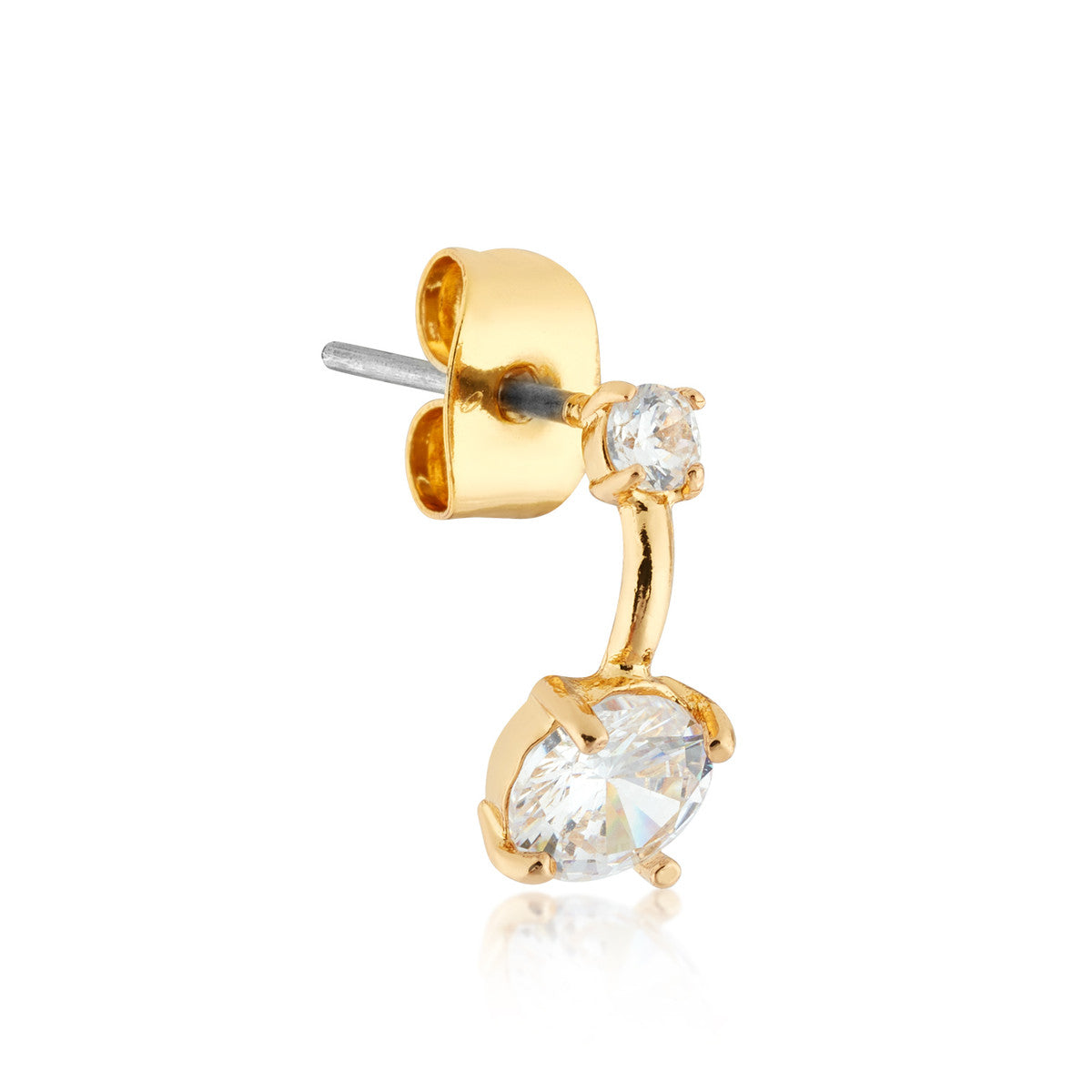 August Woods Gold Claw-Set Solitaire Drop Earrings