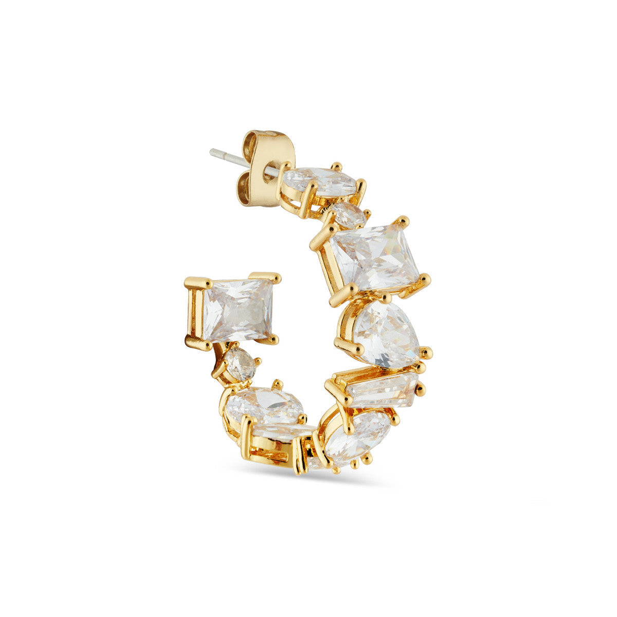 August Woods Gold Mixed Cut CZ Hoop Earrings