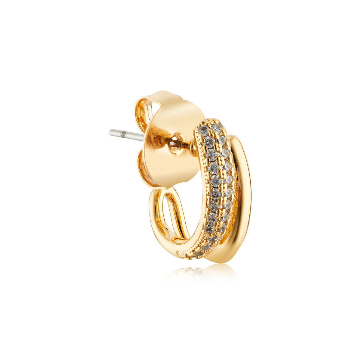 August Woods Gold Pavé Crossover Hoop Earrings