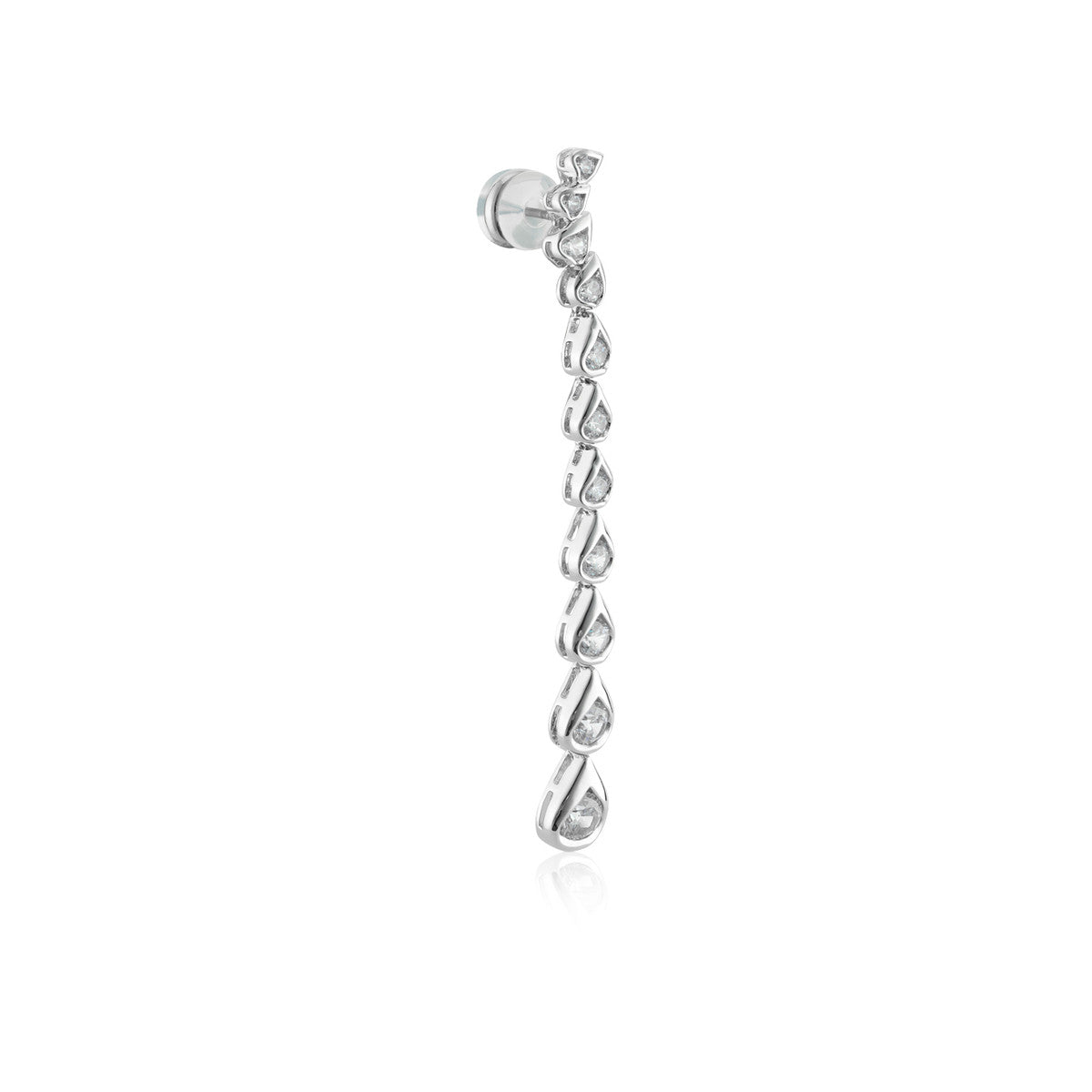 August Woods Silver Teardrop Sparkle Drop Earrings