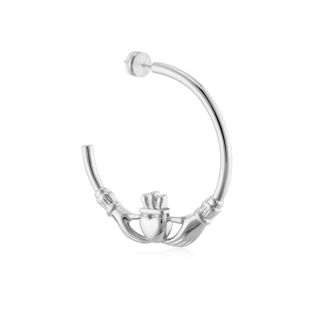 August Woods Silver XL 5cm Claddagh Hoops