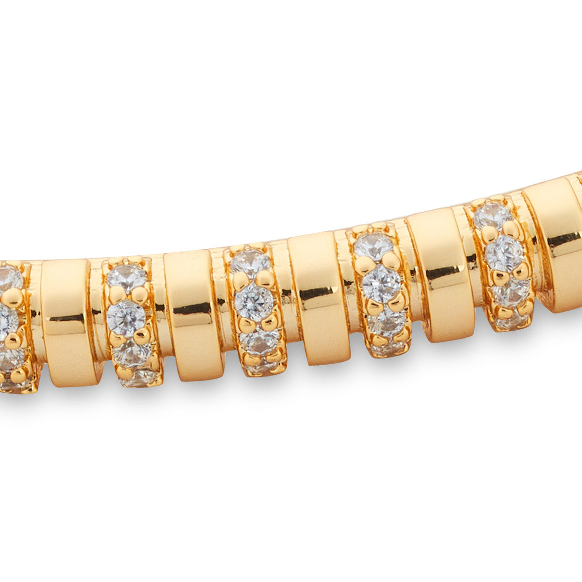August Woods Gold Pavé CZ Ridge Box Clasp Bangle