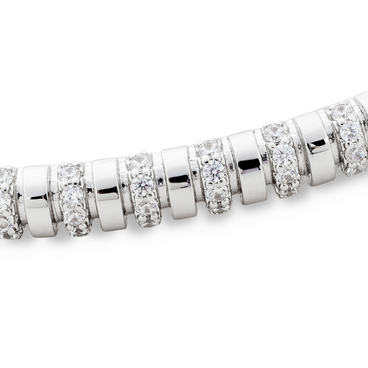 August Woods Silver Pavé CZ Ridge Box Clasp Bangle