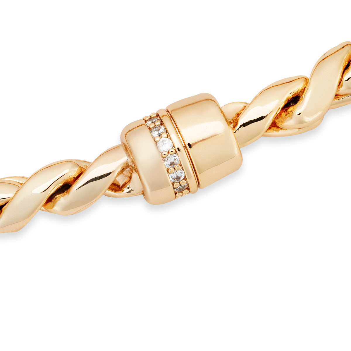 August Woods Gold Box Chain Cubic Zirconia Clasp Bracelet