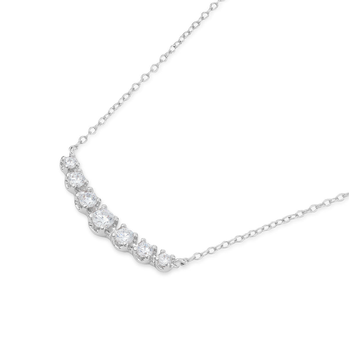 August Woods Silver CZ Curve Necklace