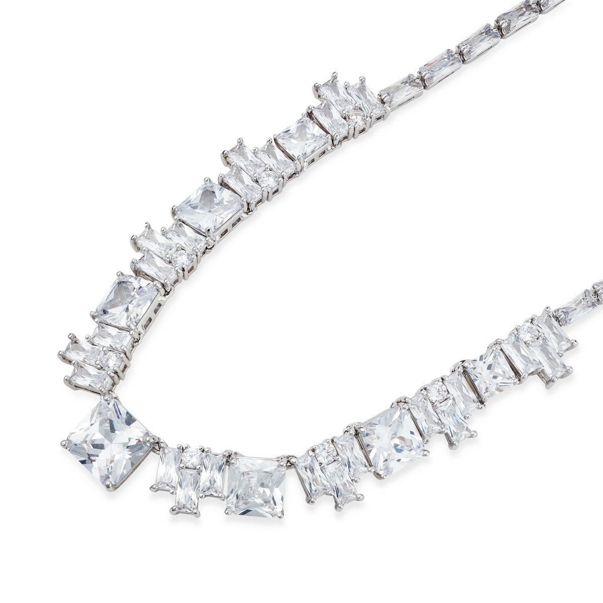August Woods Silver Multi Baguette CZ Collar Necklace