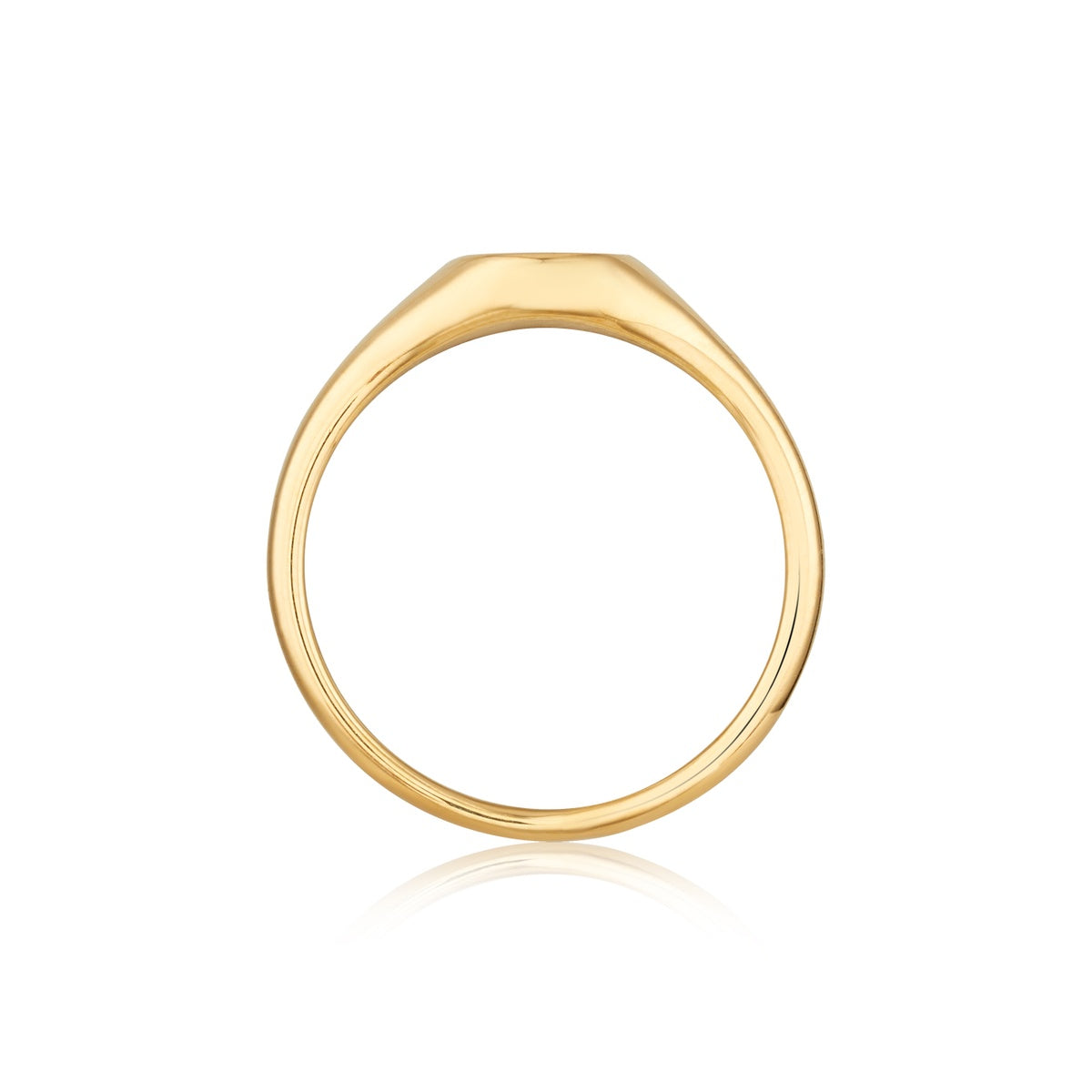Over & Over 14k Gold Stainless Steel Green Mini Harp Signet Ring
