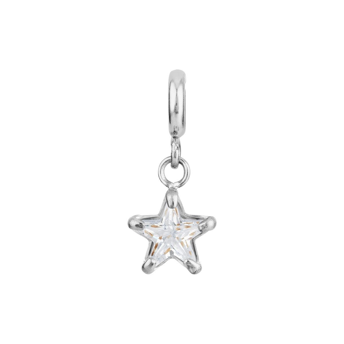 Over & Over Silver Stainless Steel CZ Star Charm