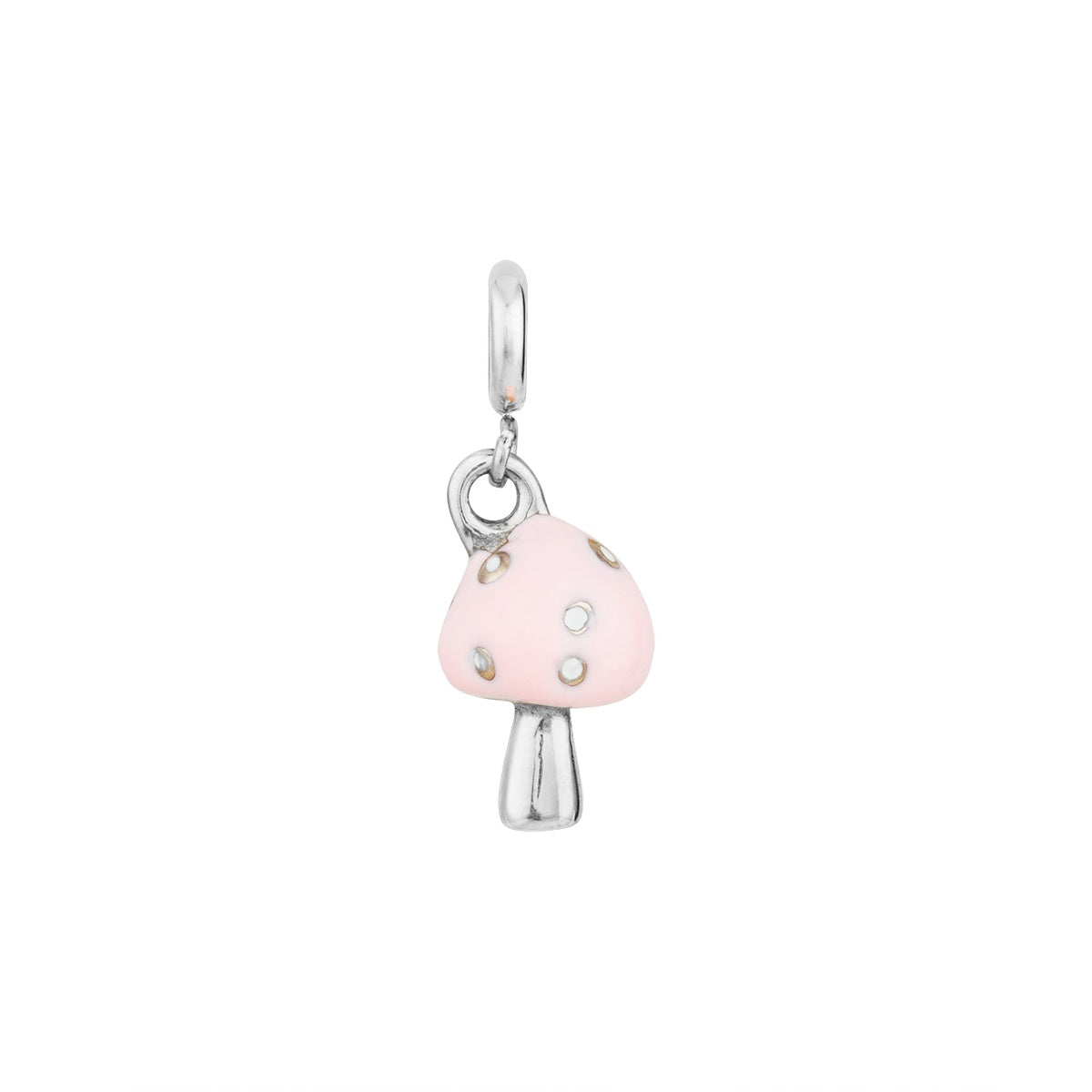 Over & Over Silver Stainless Steel Pink Toadstool Charm