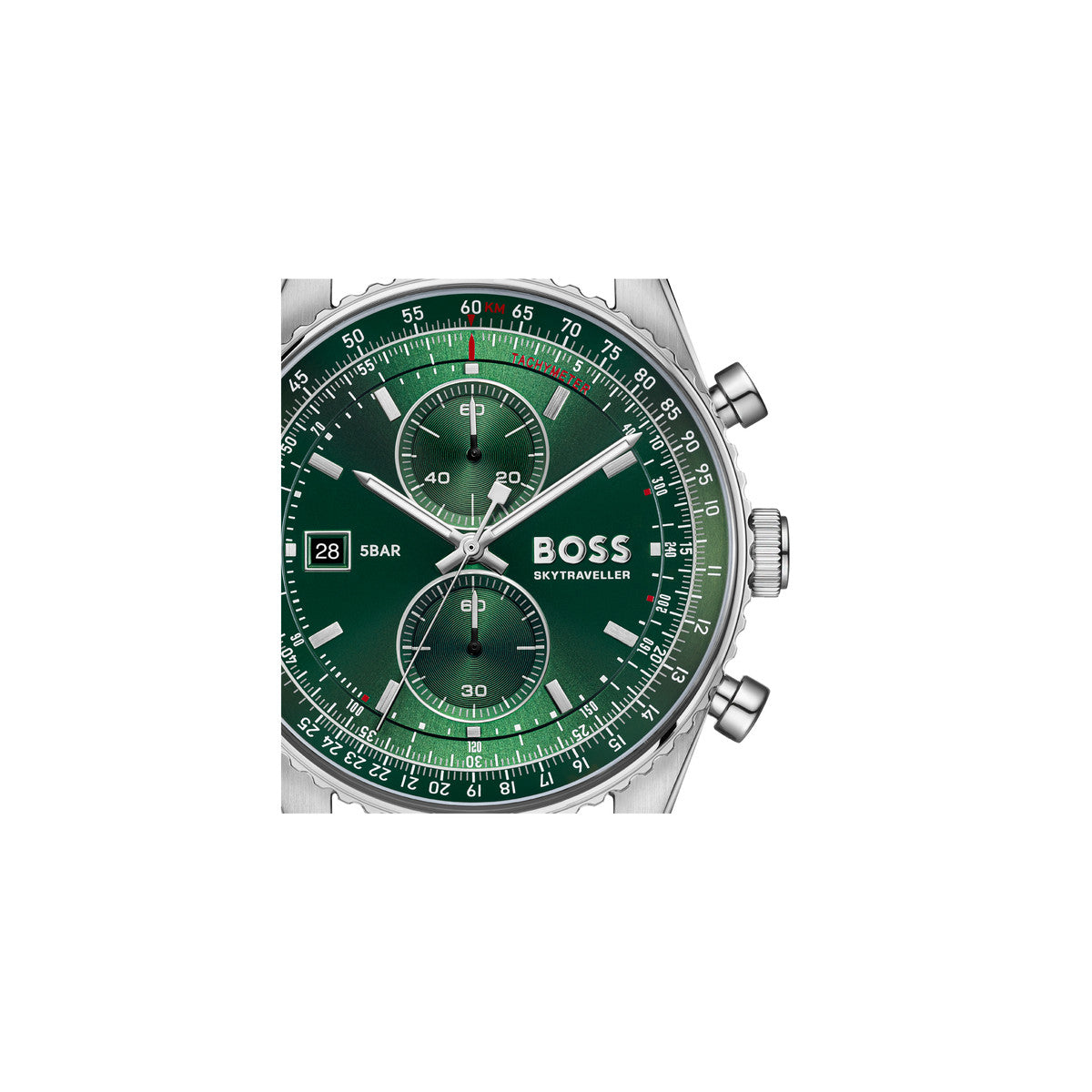 Boss Silver Sky Traveller Pro Green Dial Watch