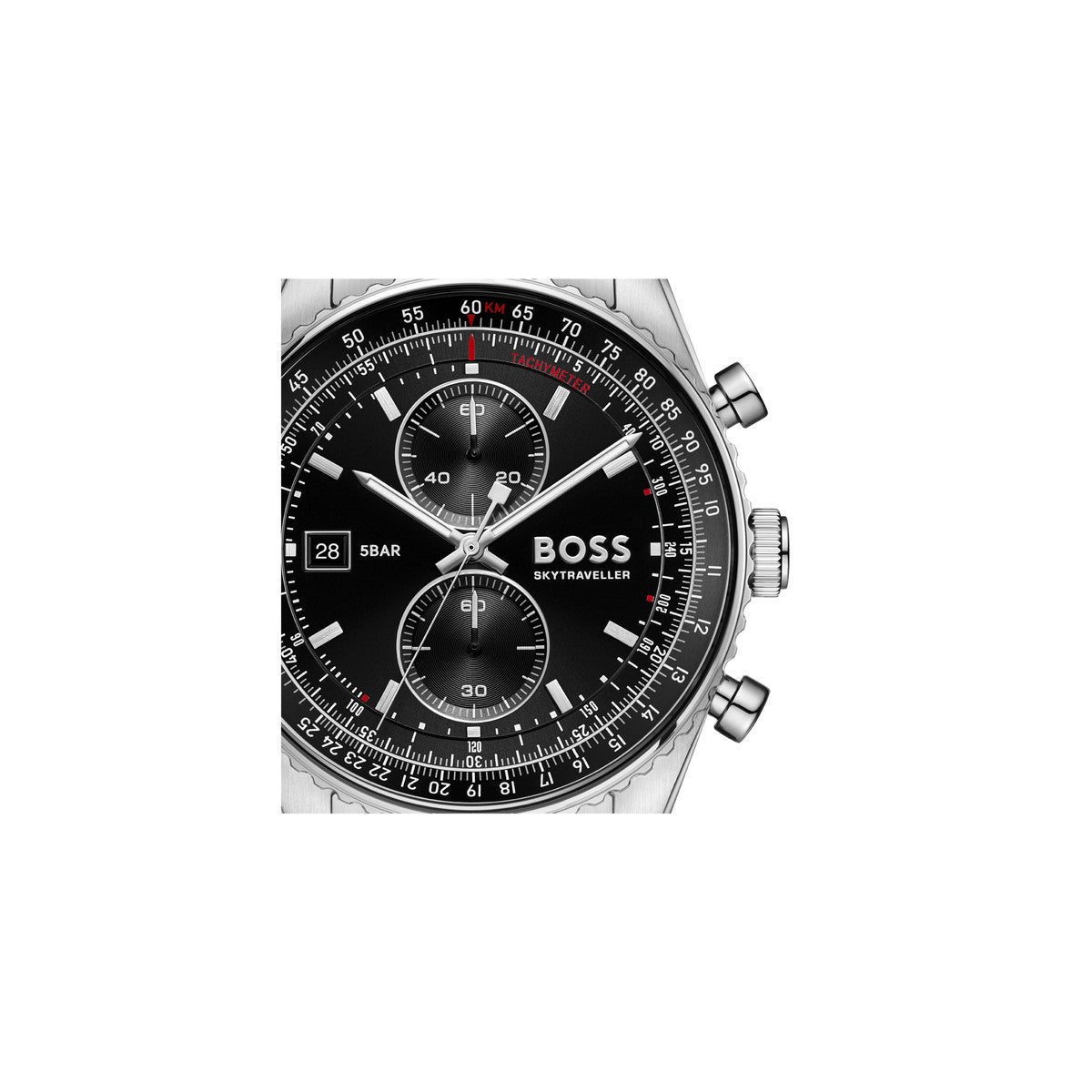 Boss Silver Sky Traveller Pro Black Dial Watch