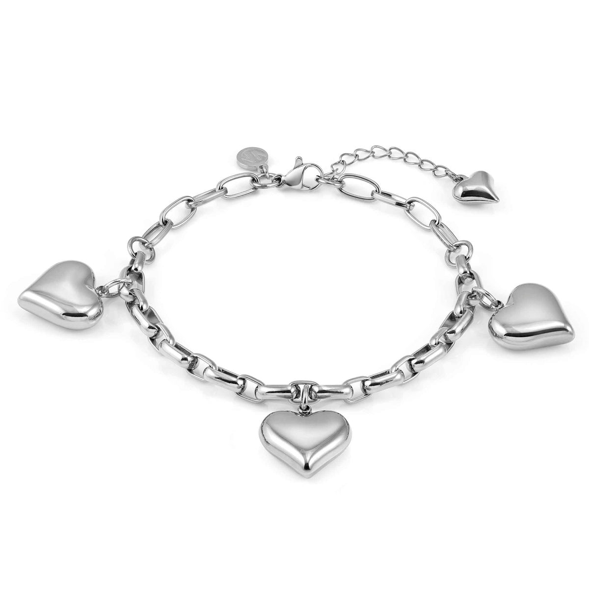 Silver Wear Style Puffy Heart Bracelet
