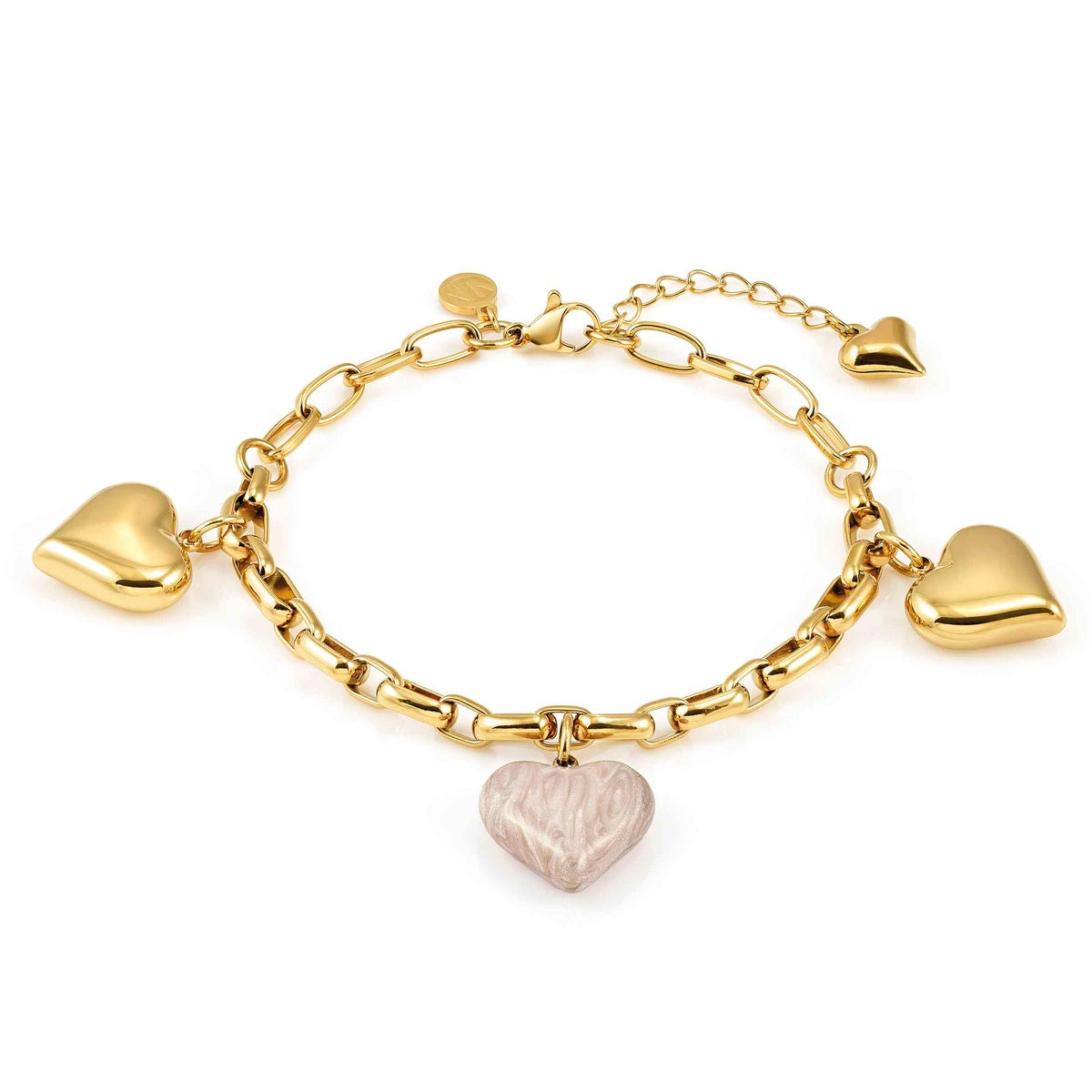 Gold Wear Style Marble Heart Bracelet