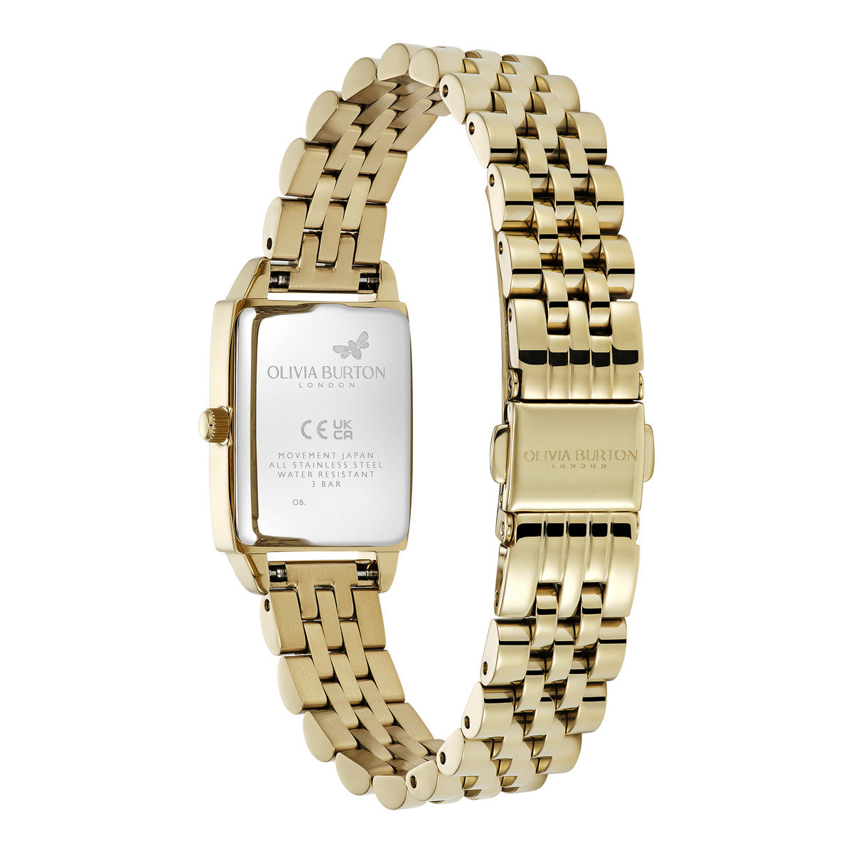 Olivia Burton Gold Townhouse Silver Rectangle Dial Watch