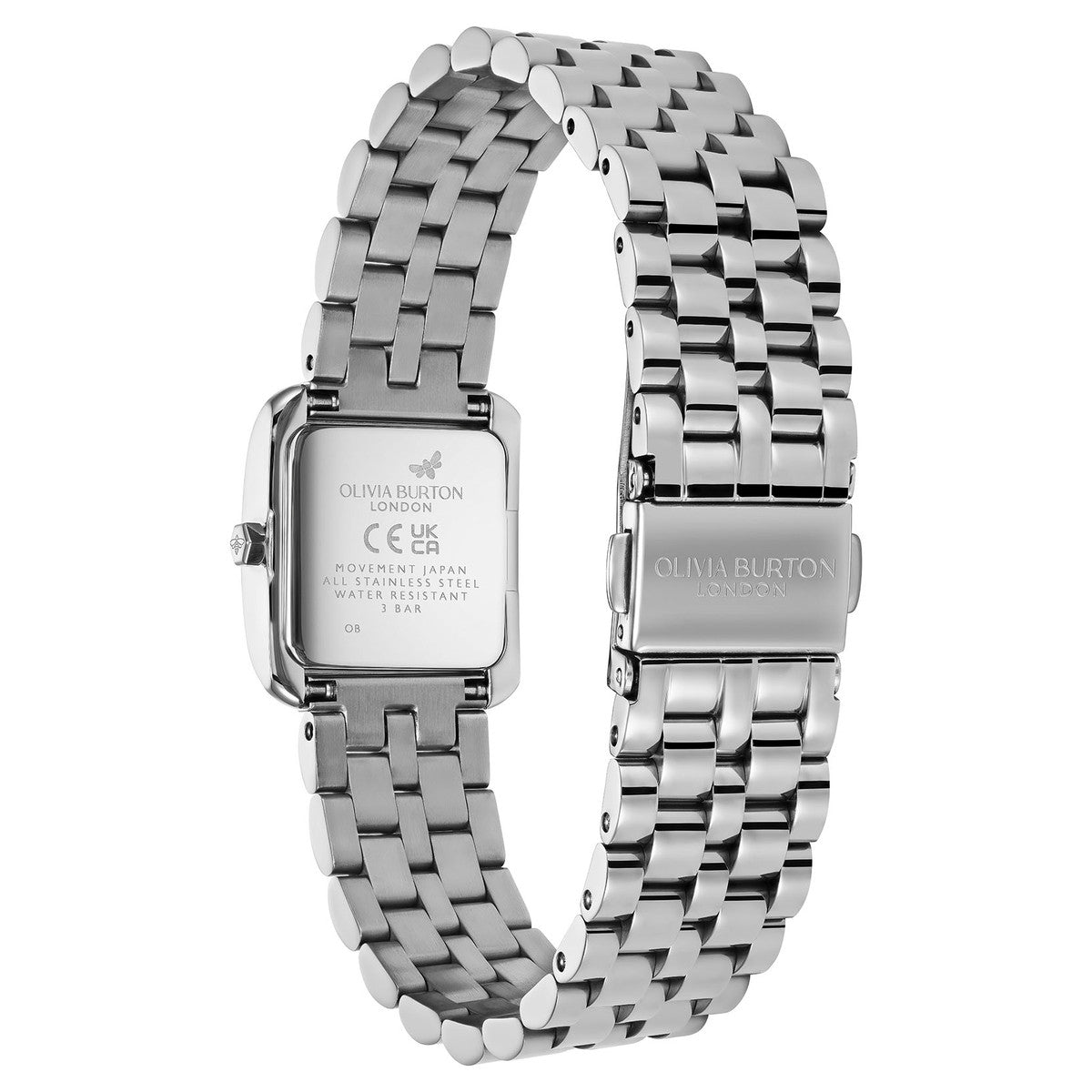 Olivia Burton Silver Berkley Pink Square Dial Watch
