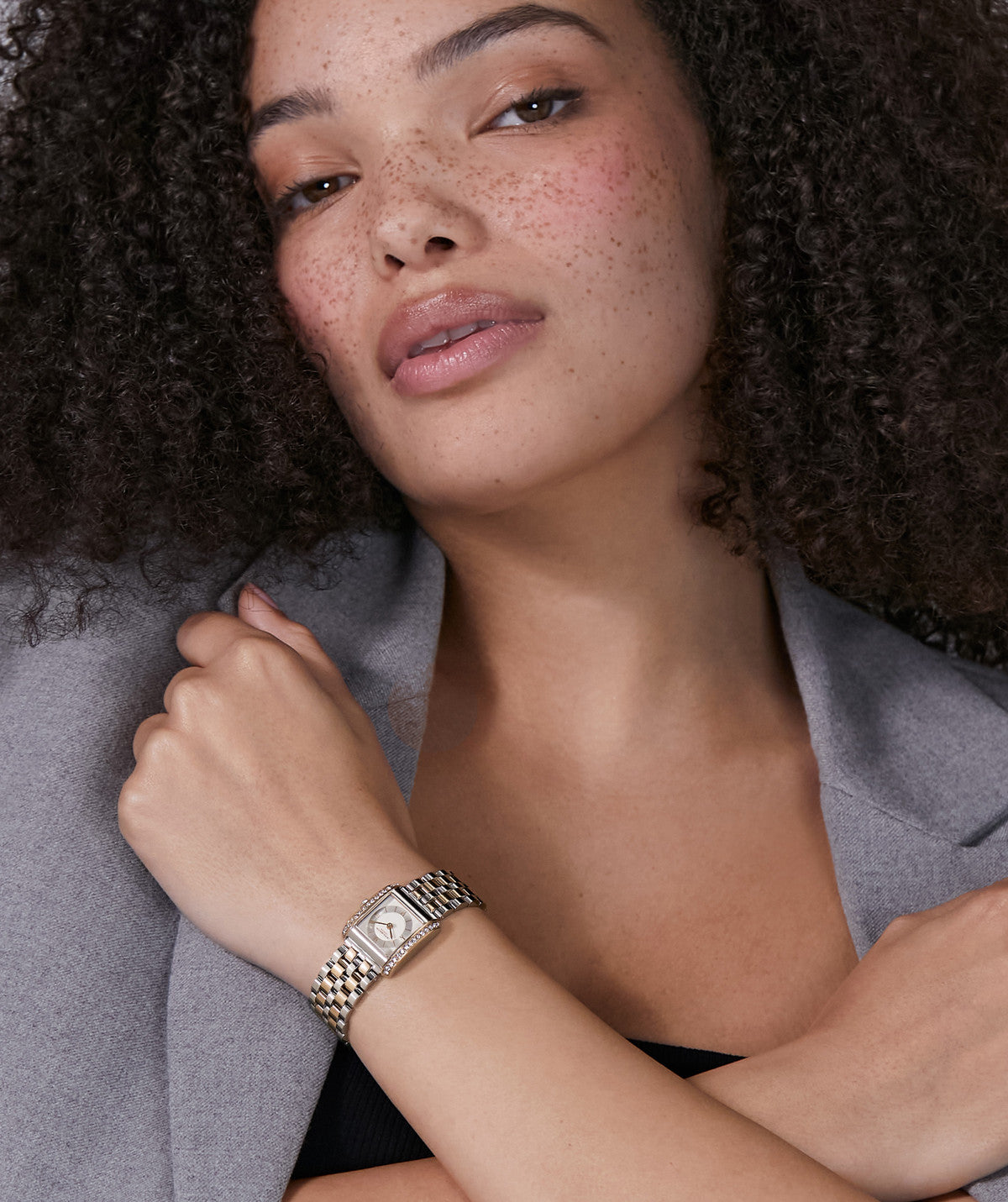 Olivia Burton Rose Gold Berkley Silver Square Dial Watch