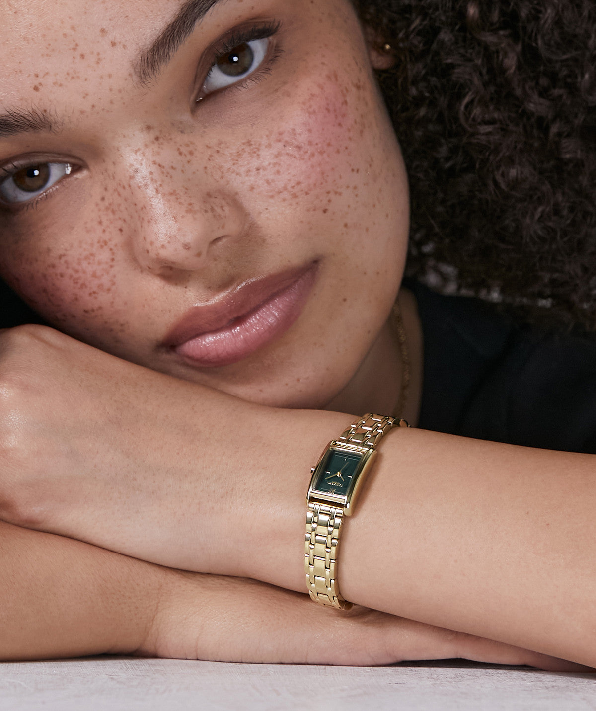 Olivia Burton Gold Mini Grove Green Dial Watch