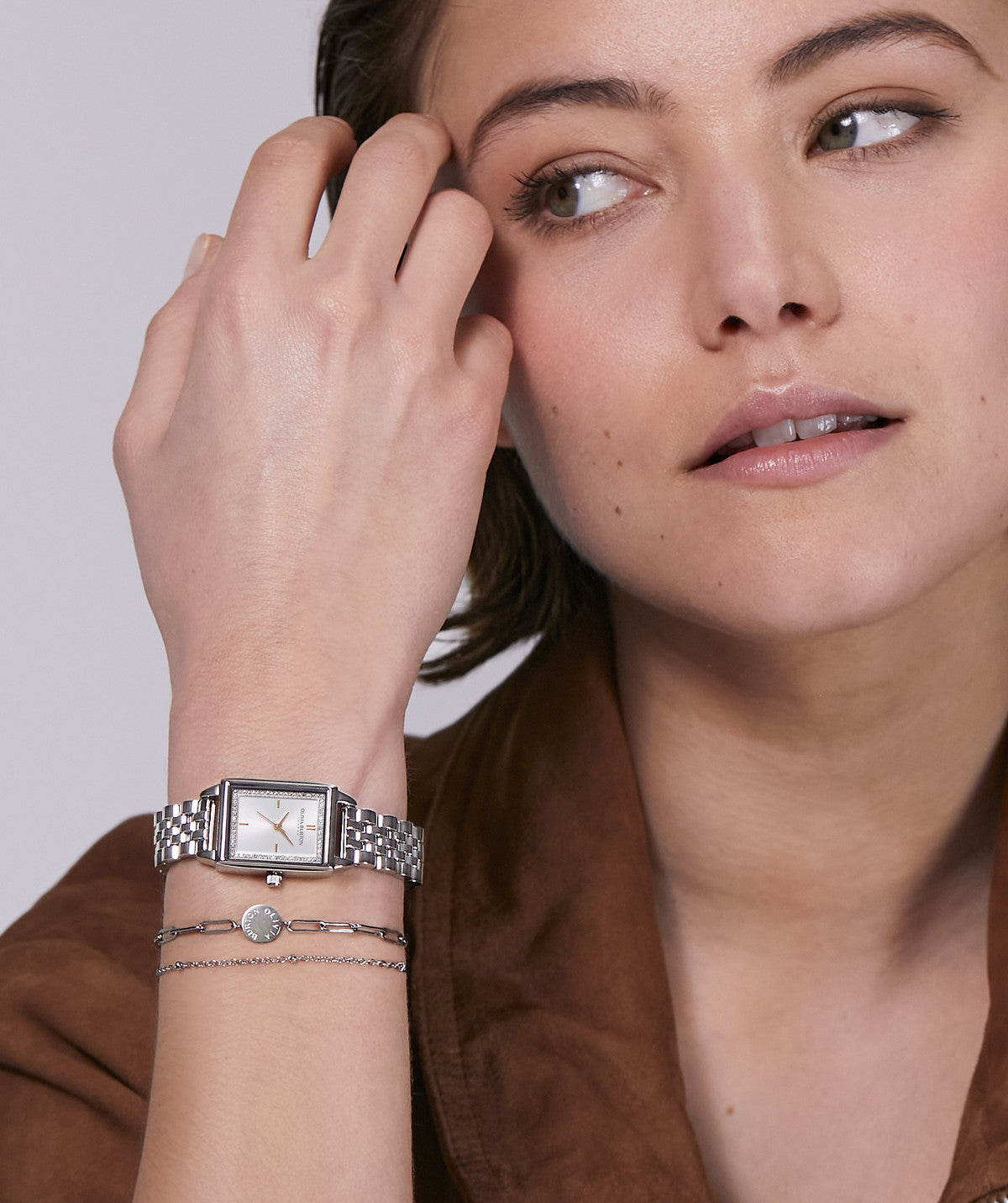 Olivia Burton Silver Townhouse Silver Dial Watch Bracelet Gift Set