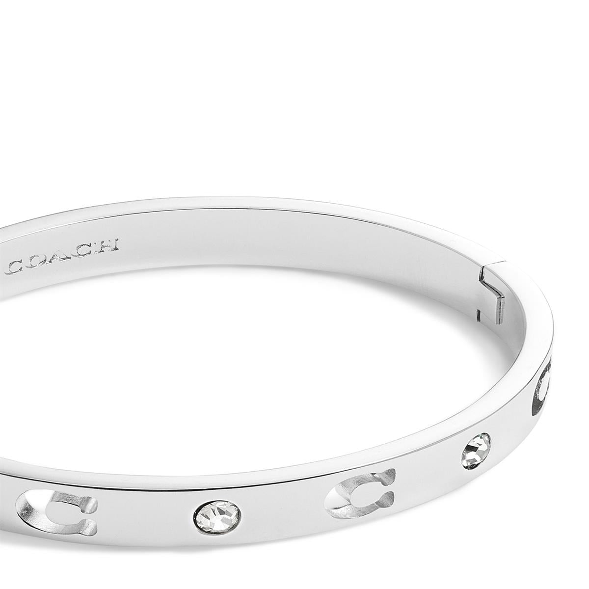 Coach Silver Cut Out C Logo Hinged Bangle