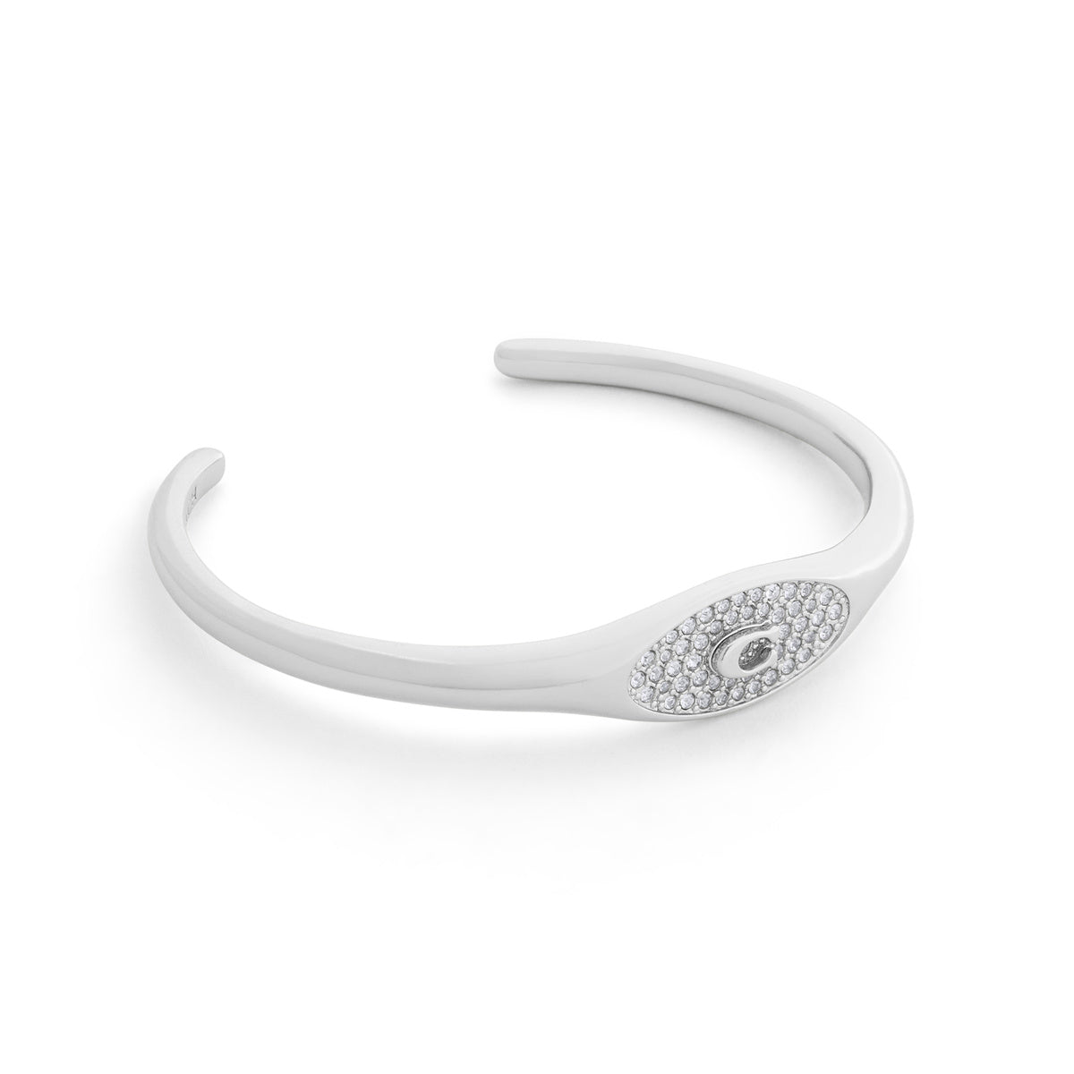 Coach Silver C Pavé Signet Cuff Bangle