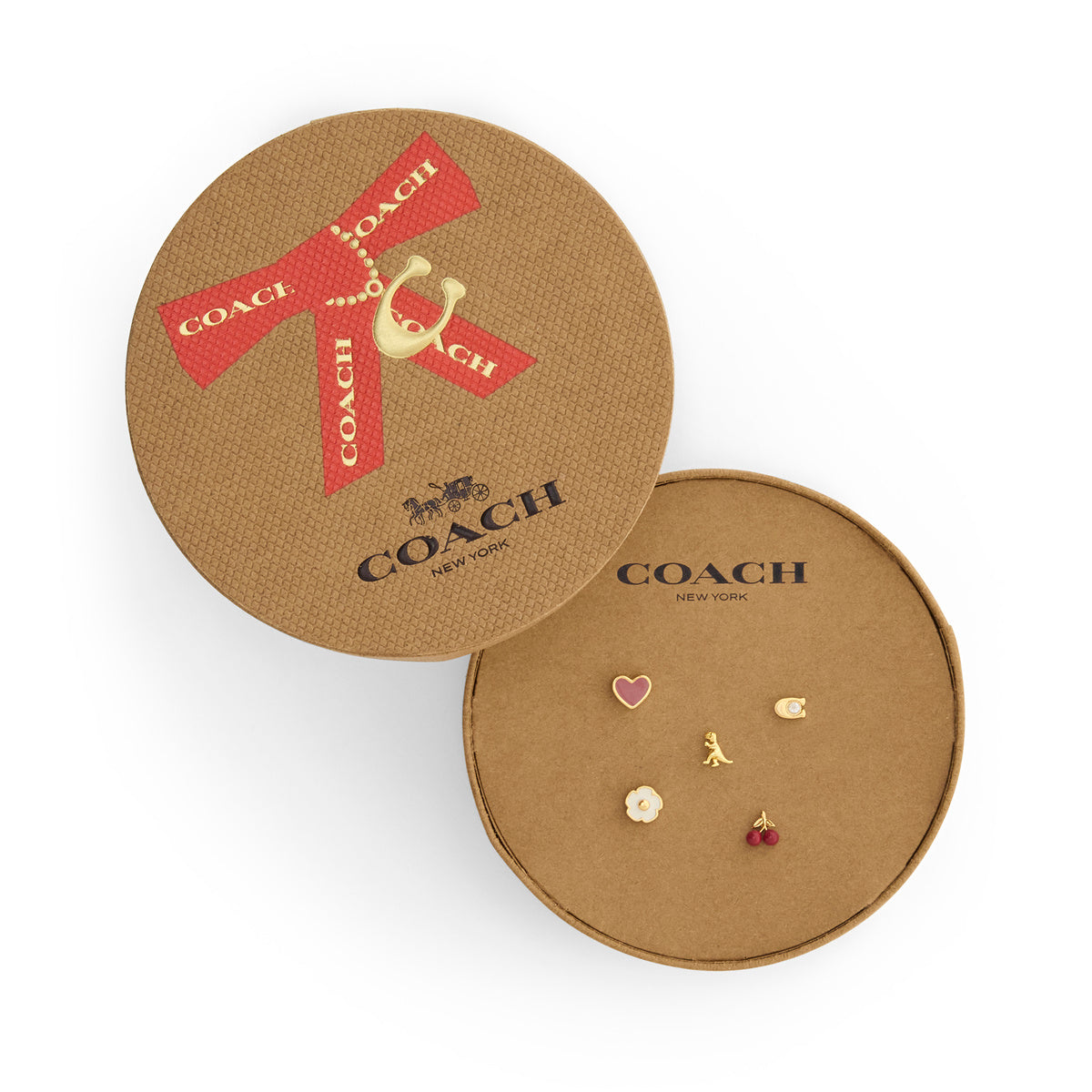 Coach Gold Enamel Mixed Metal 5 Studs Boxed