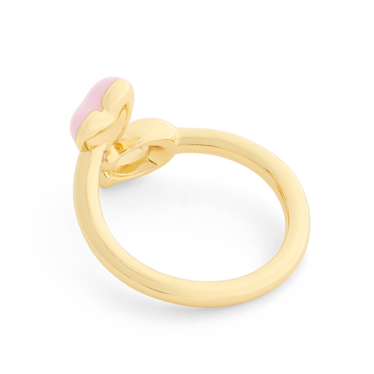 Coach Gold Boxed C Heart Light Pink Open Ring