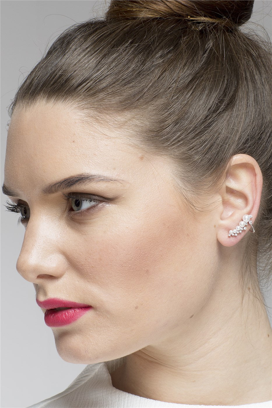 Dirty Ruby Pearl Single Ear Cuff
