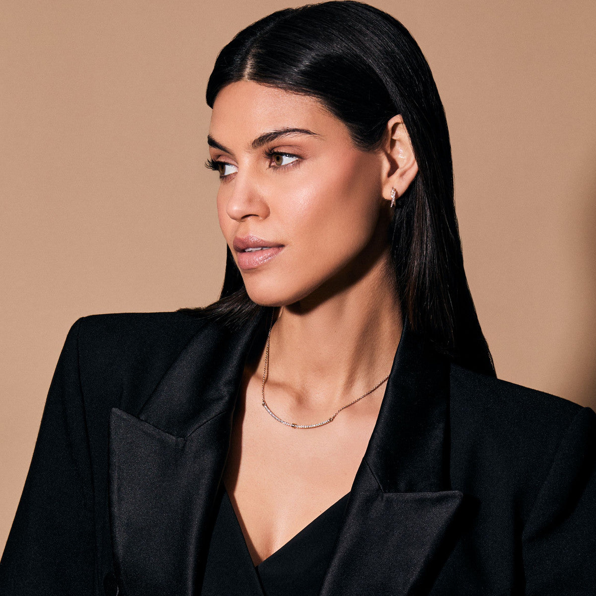 Lauren Ralph Lauren Gold Tone Pavé Frontal Necklace