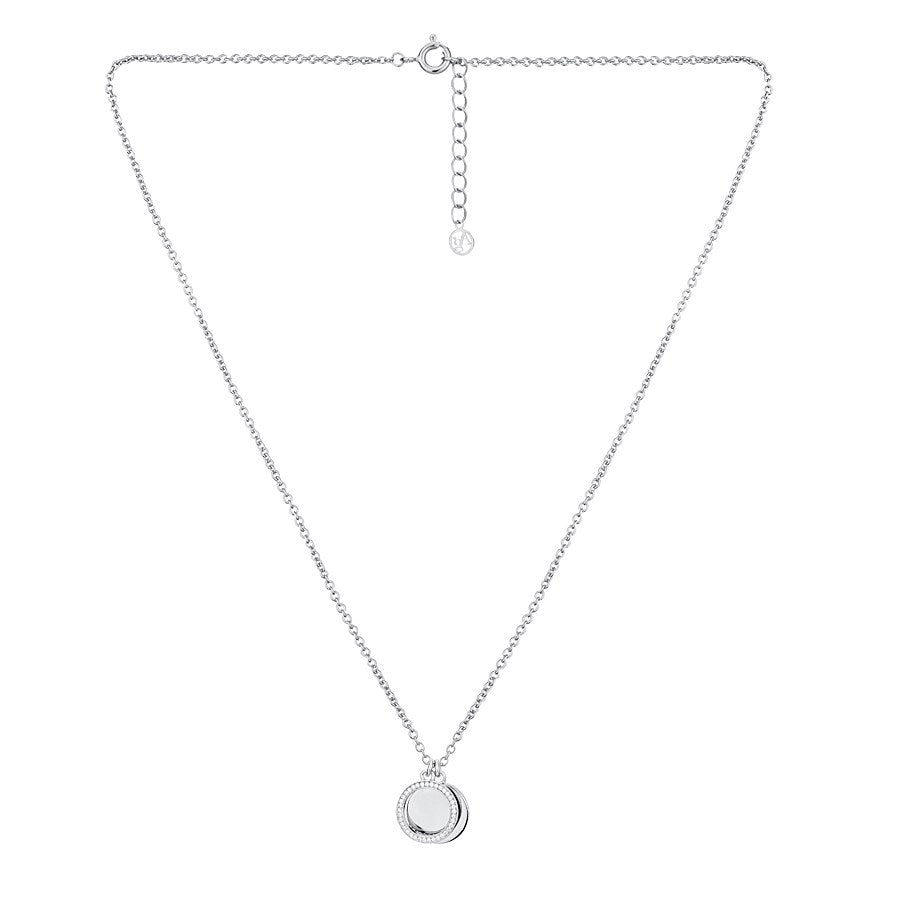 Argento Silver Crystal Double Disc Necklace