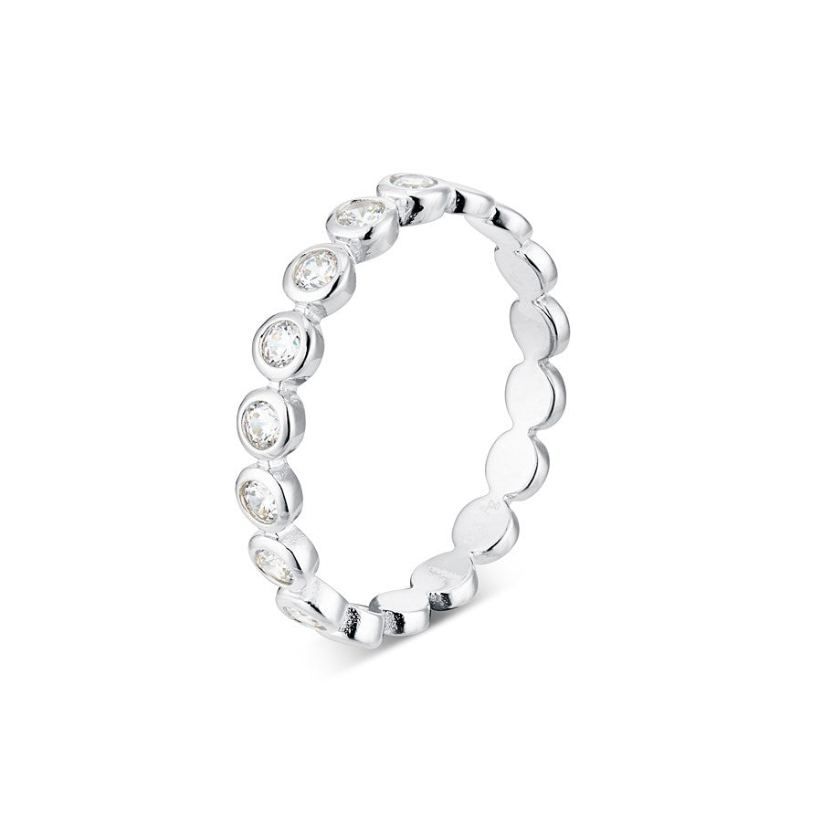 Argento Silver Crystal Circle Ring