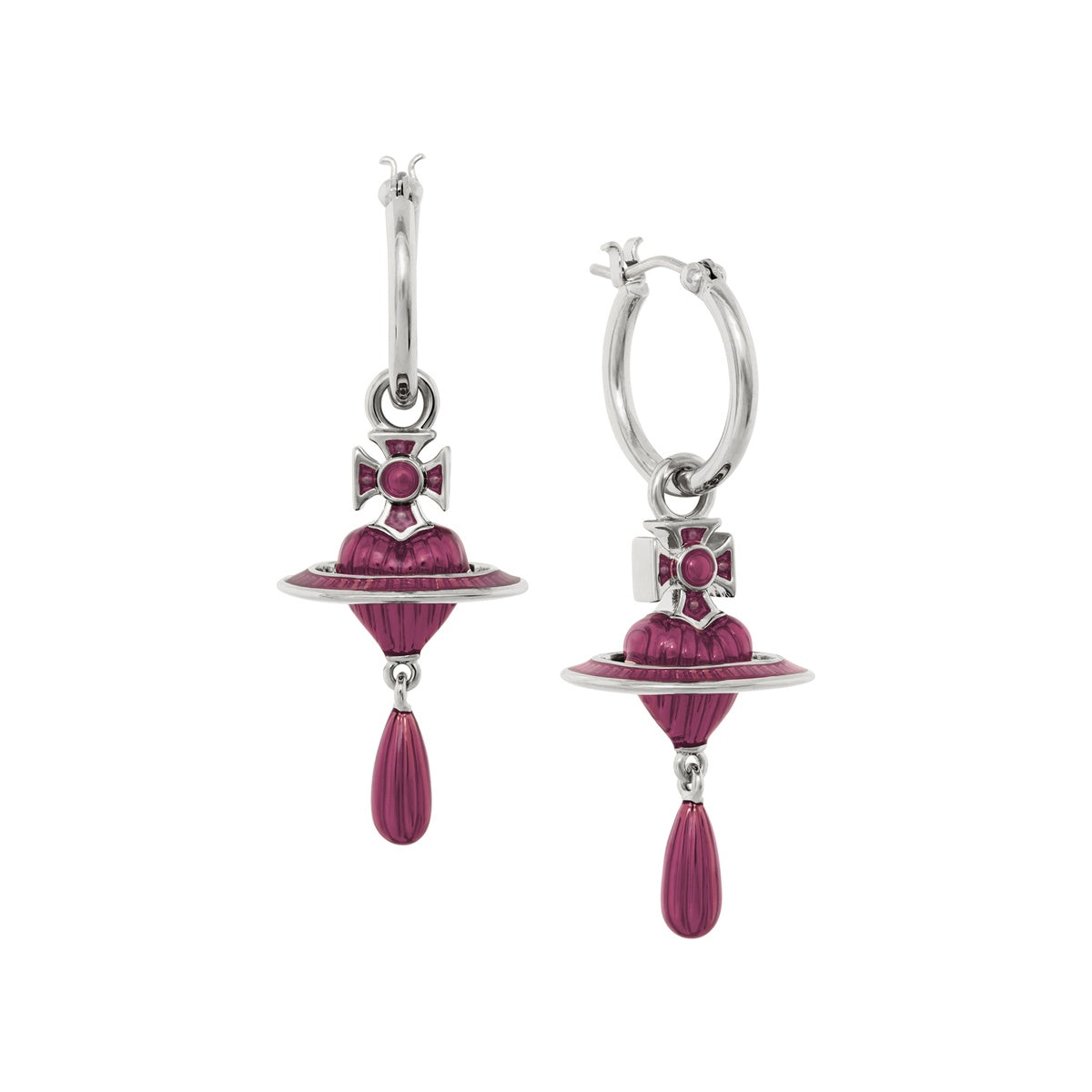 Vivienne Westwood Silver Rose Fabianna Heart Orb Drop Earrings