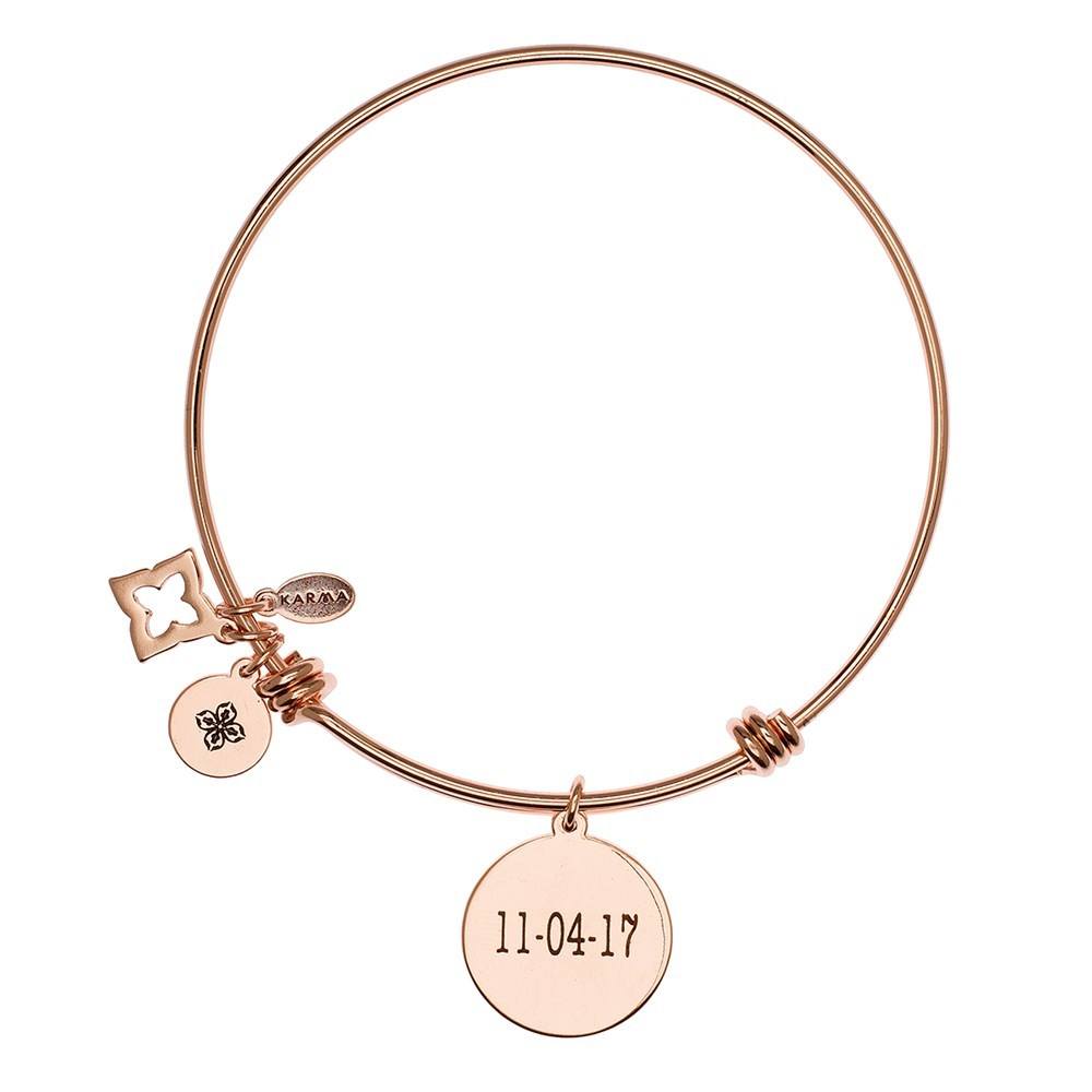 Karma Rose Gold Engraving Bangle