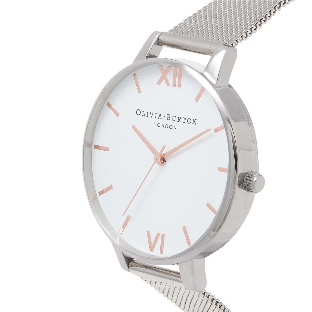 Olivia Burton Rose Gold & Silver Mesh Watch