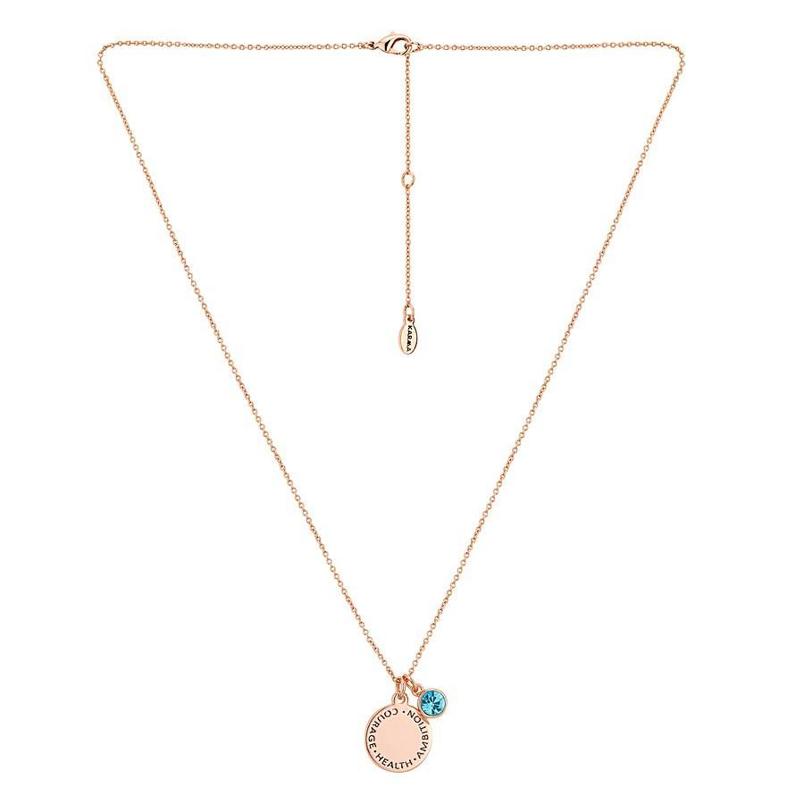 Karma March Birthstone Rose Gold Necklace