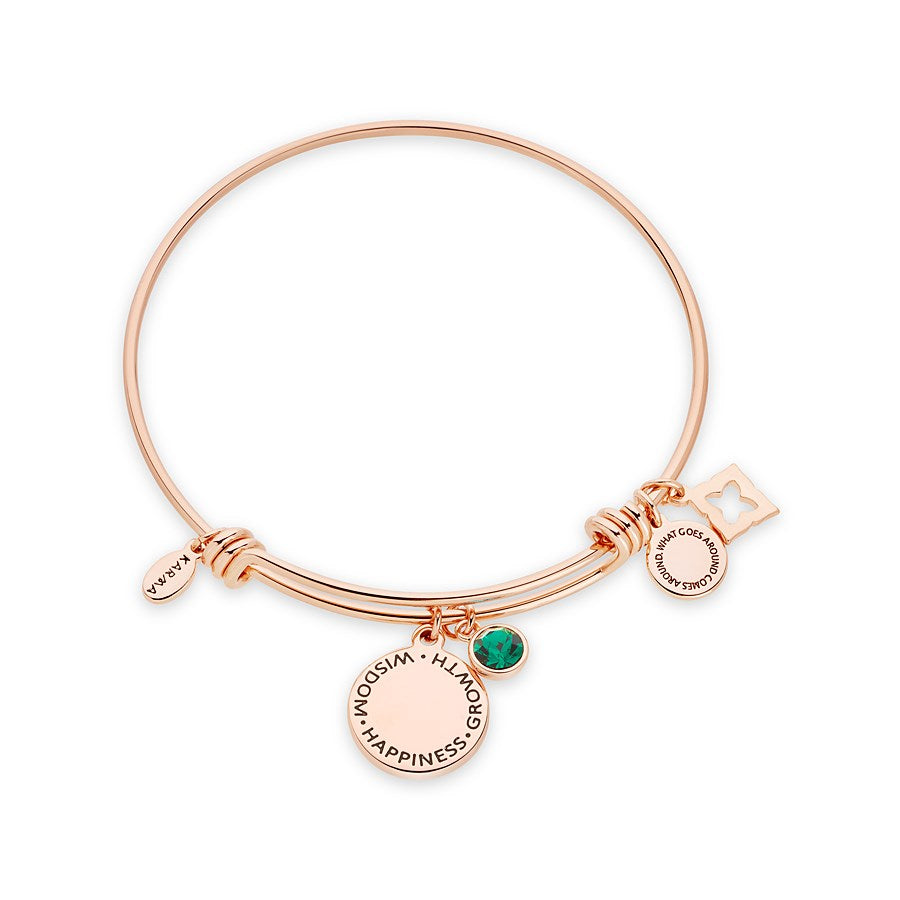 Karma May Birthstone Rose Gold Bangle