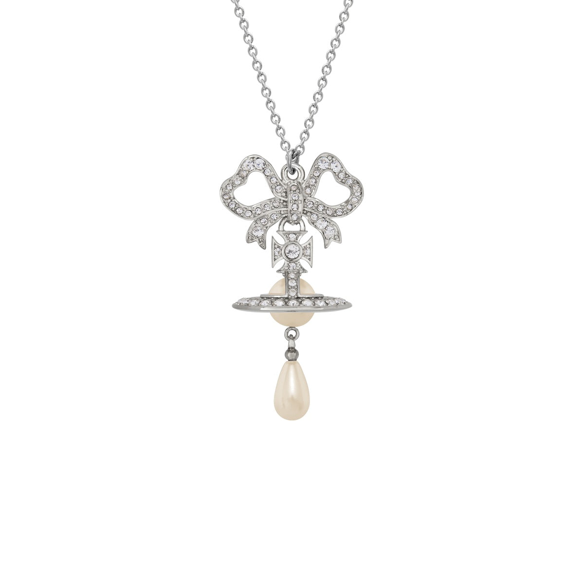Vivienne Westwood Silver Rigoberta Pearl Bow Orb Necklace