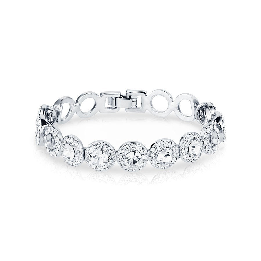 August Woods Silver Crystal Small Circle Link Bracelet