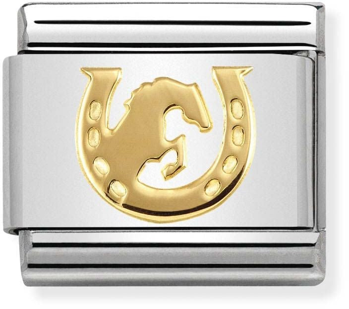 Nomination Gold Horse and Horseshoe Charm