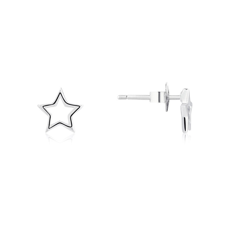Argento Silver Open Star Midnight Stud Earrings