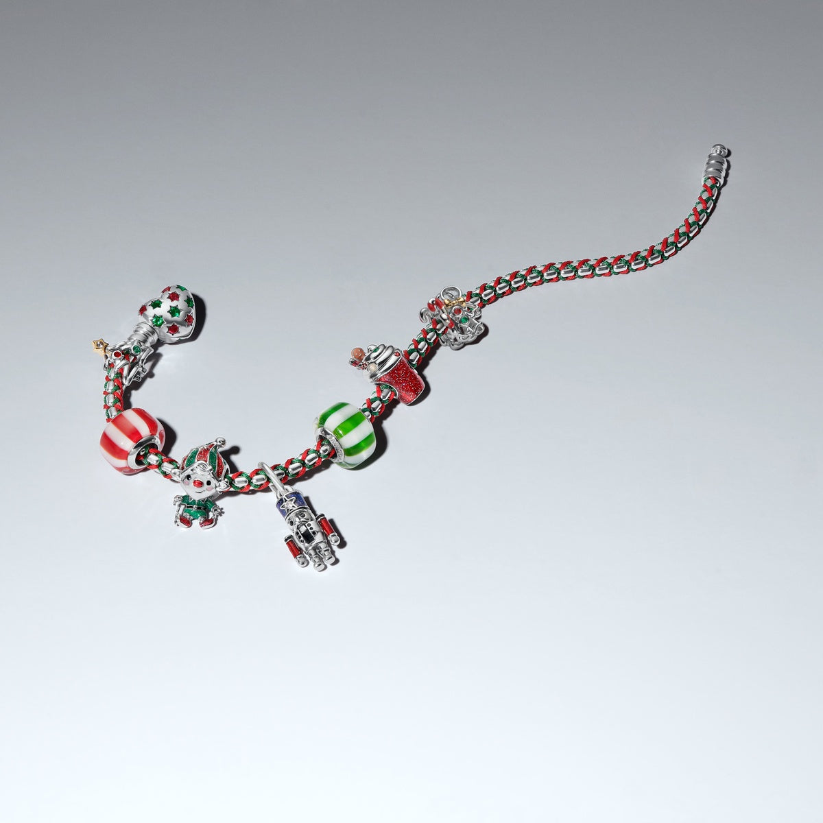 Pandora Silver Green Peppermint Murano Glass Charm