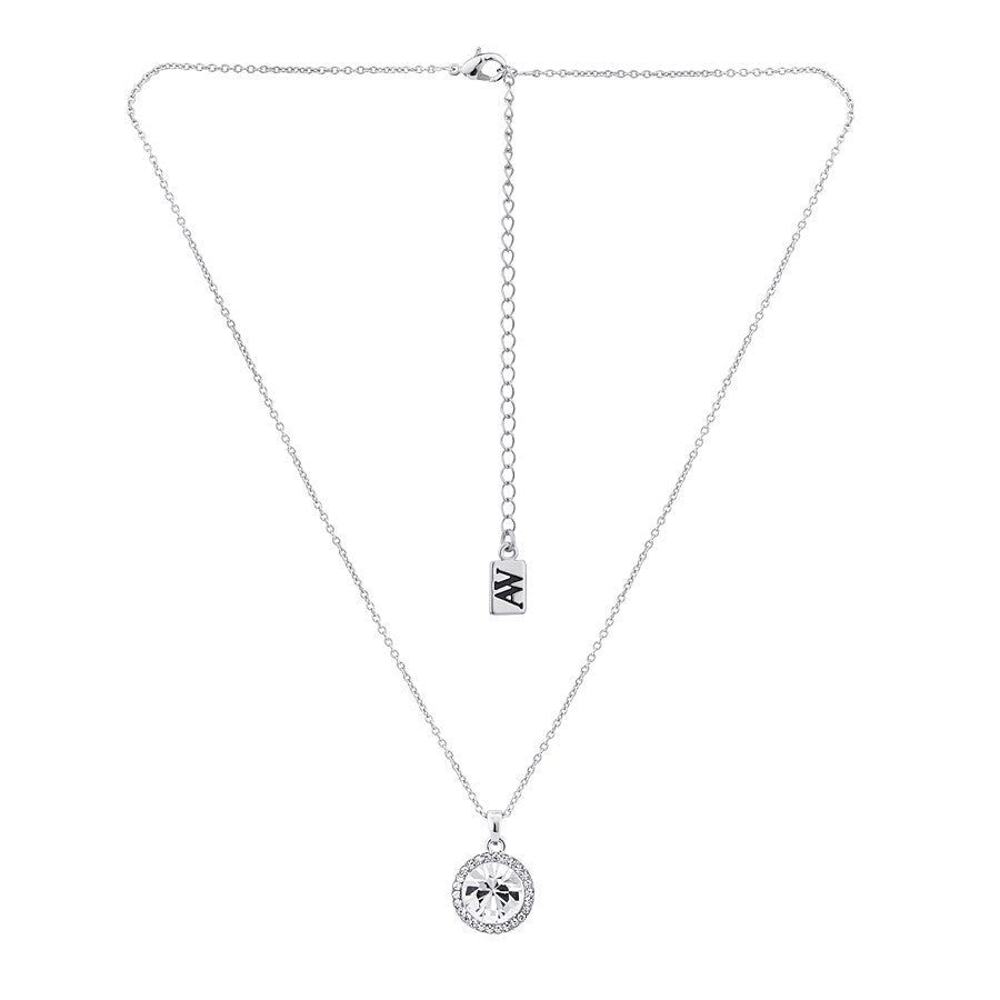August Woods Silver Large Crystal Halo Necklace