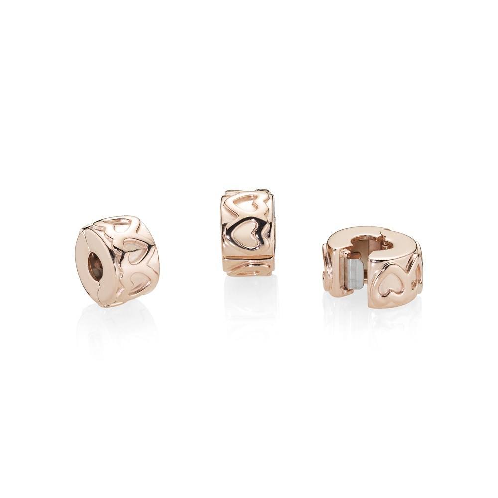 Pandora Rose Gold Row of Hearts Clip