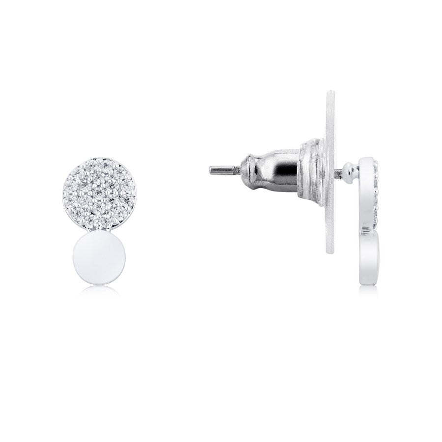 August Woods Silver Dimples Crystal Circle Earring