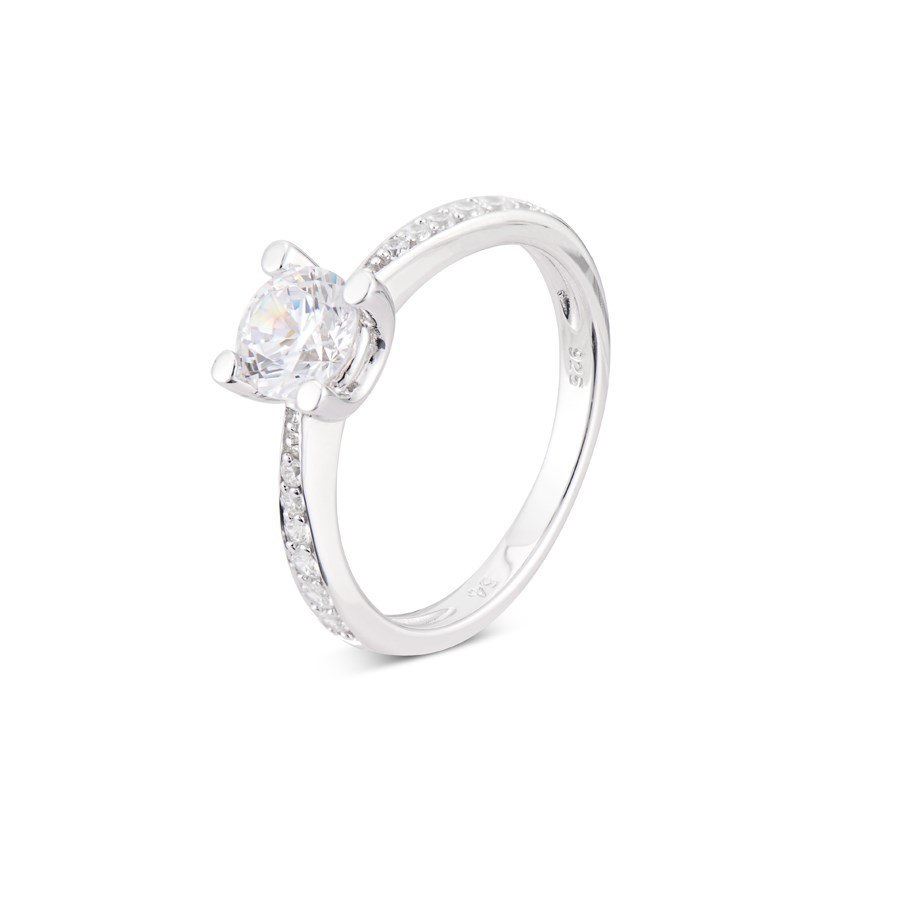 Argento Silver Square Crystal Ring