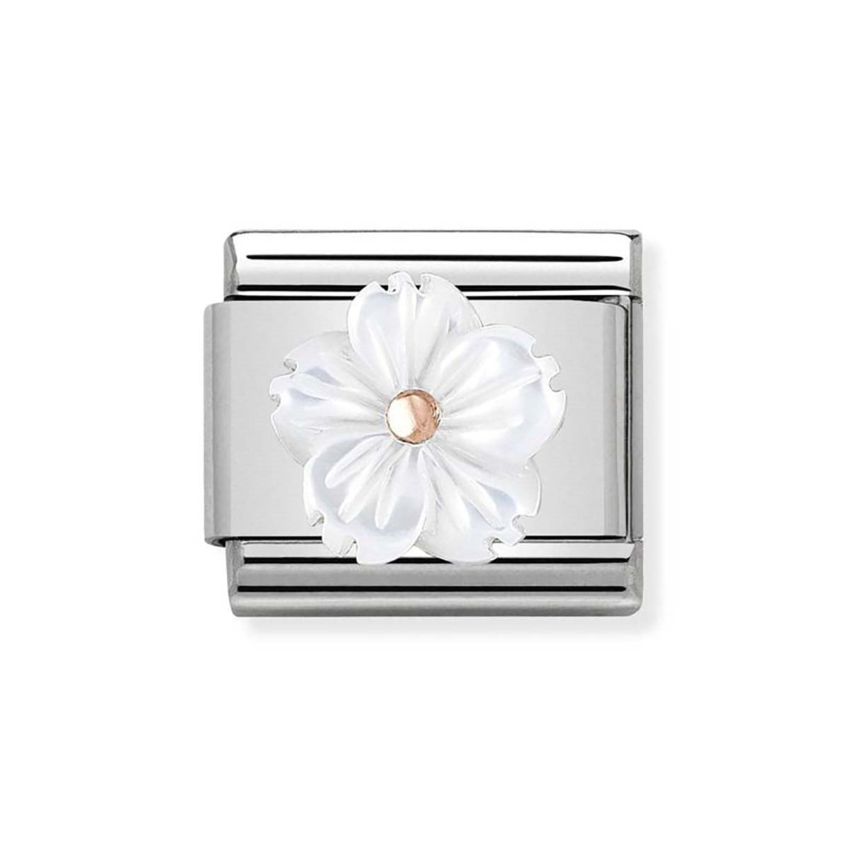 Nomination White + Rose Gold Flower Charm